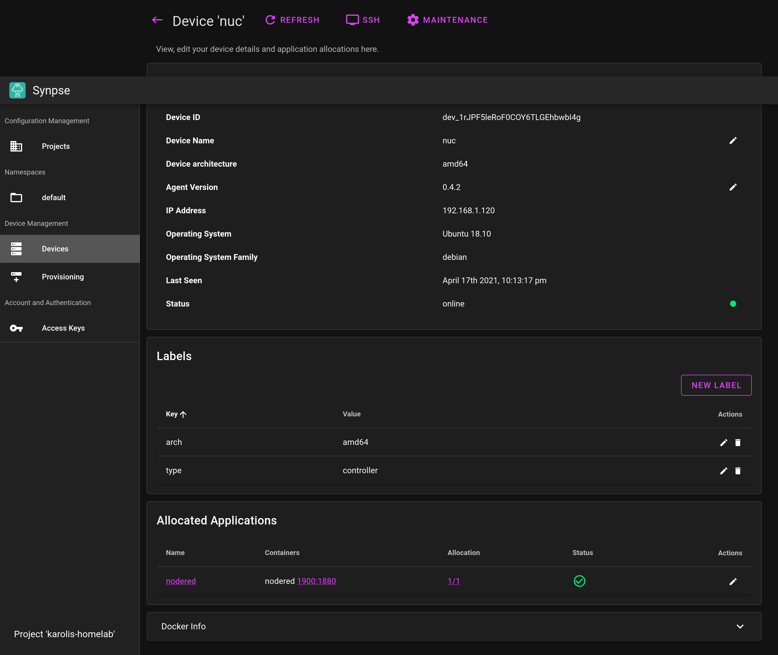device details page