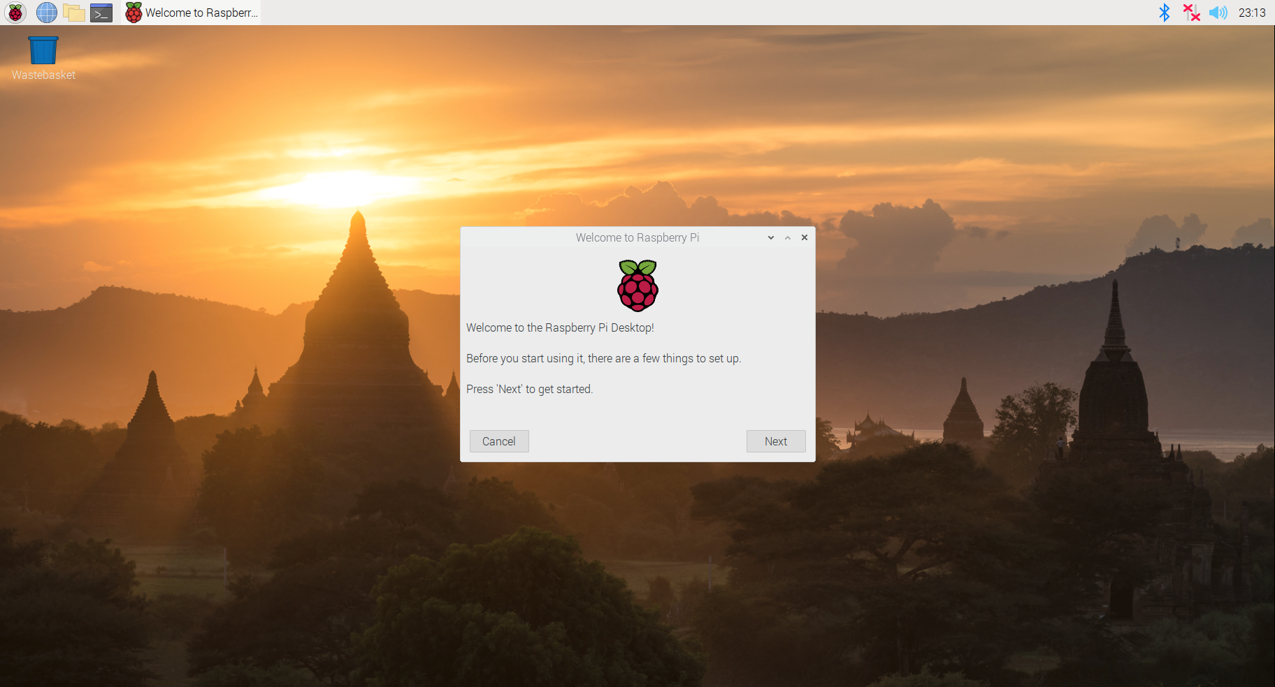 Welcome screen