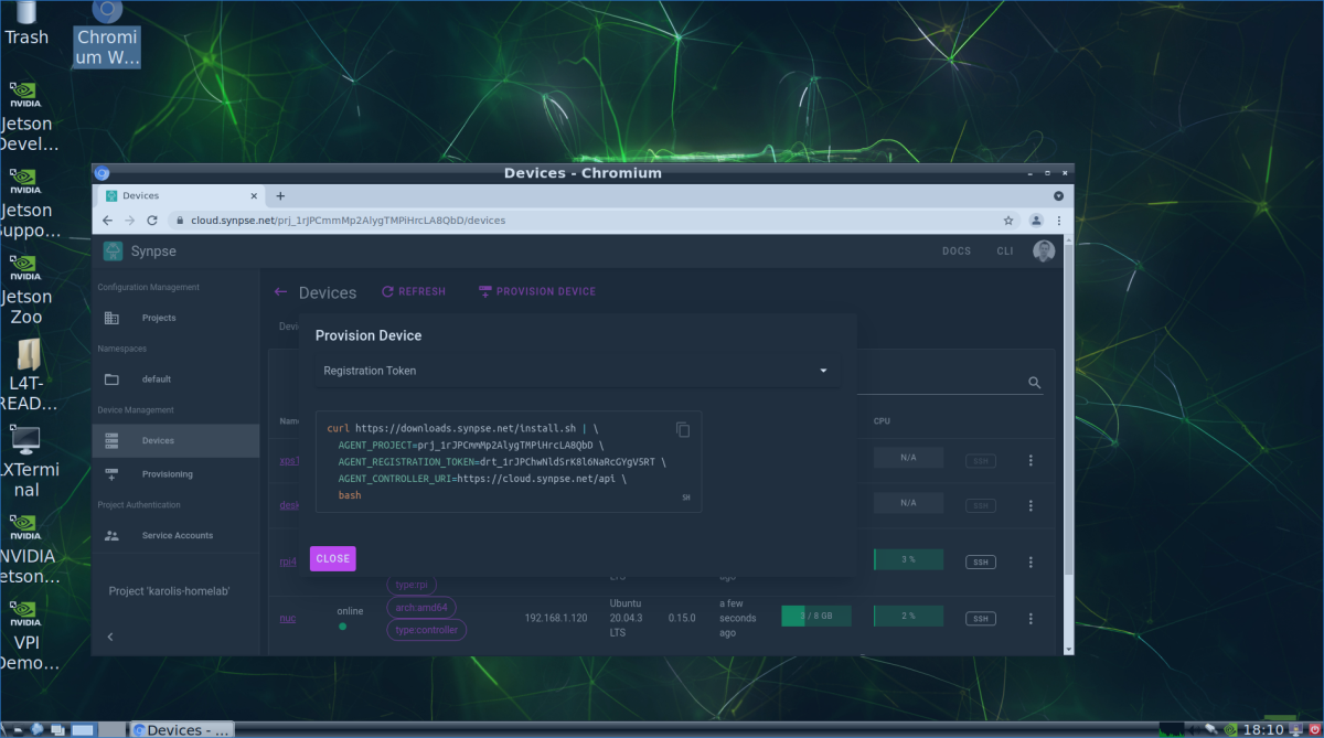 Device provisioning through Chromium